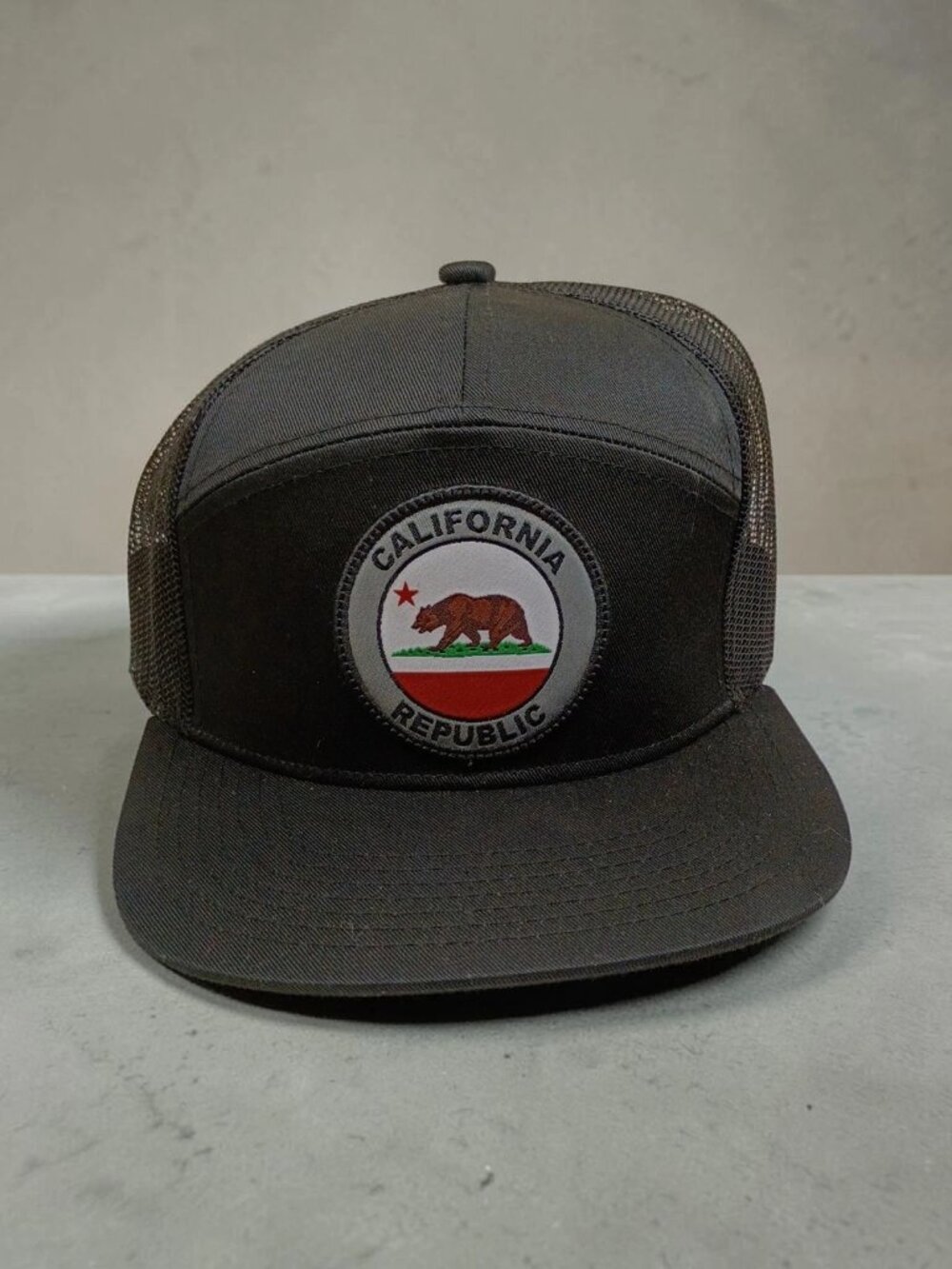 California Republic Snapback Hat Gray Adjustable Cap Embroidered Bear Logo Cali